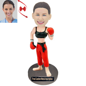 Female Boxer Custom Bobblehead with Free Metal Inscription