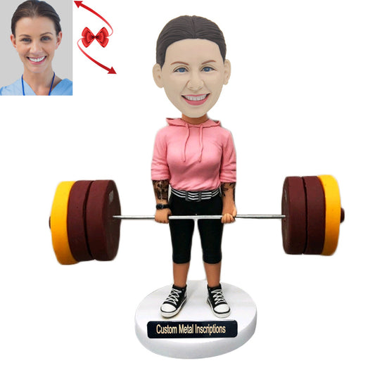 Female Weightlifter Custom Bobblehead