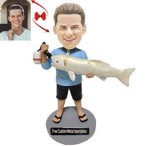 Fishing Expert Custom Bobblehead with Free Metal Inscription