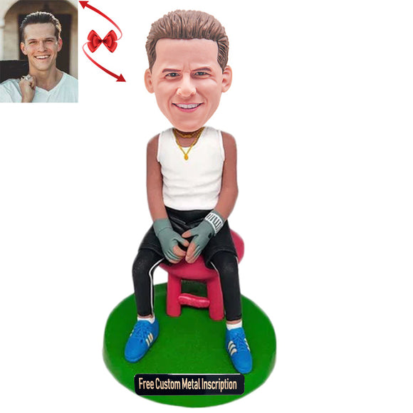 Fitness Man Custom Bobblehead with Free Metal Inscription