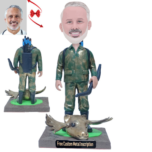 Hunter Hunting with Arrows Custom Bobblehead with Free Metal Inscription