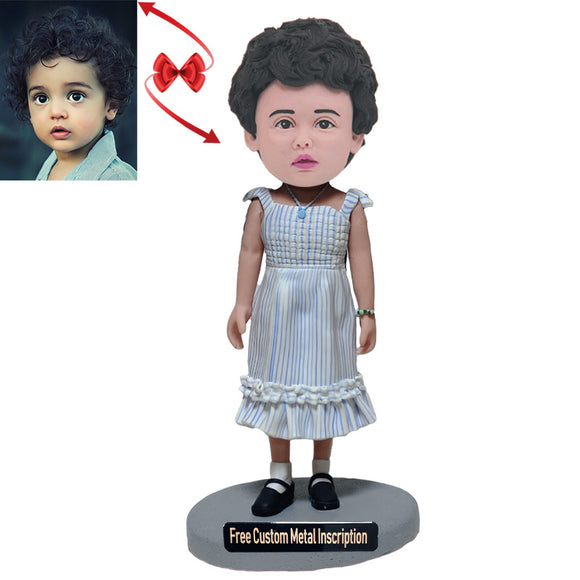 Lively Girl Custom Bobblehead with Free Metal Inscription