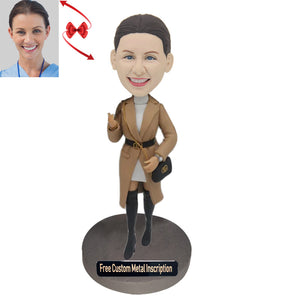 Luxury Lady Custom Bobblehead with Free Metal Inscription