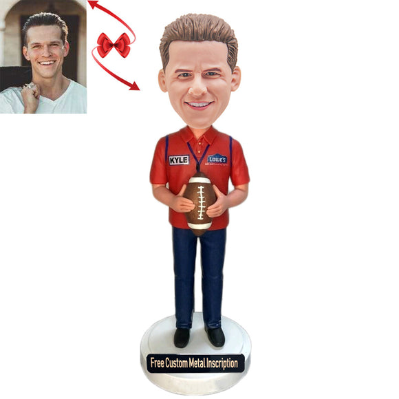 Rugby Enthusiasts Custom Bobblehead with Free Metal Inscription