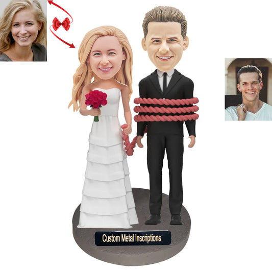 The Groom is Bound By The Bride Custom Bobblehead