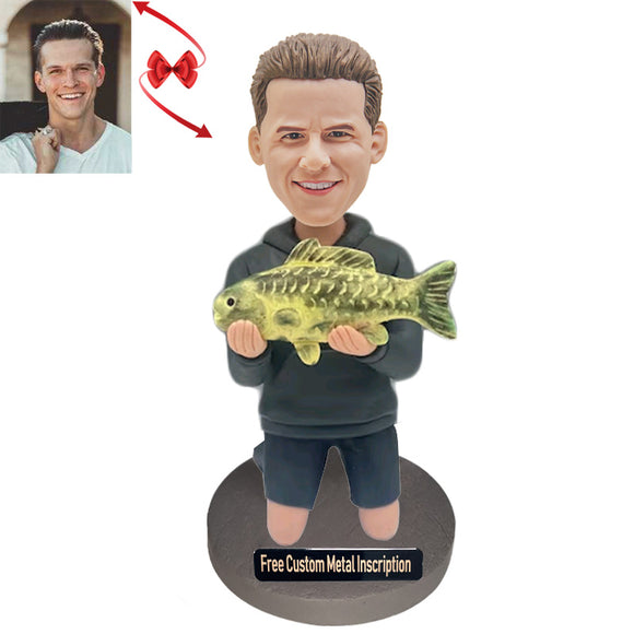 The Master-fisher Custom Bobblehead with Free Metal Inscription