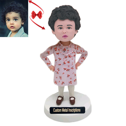 The child Wearing A Floral Dress Custom Bobblehead