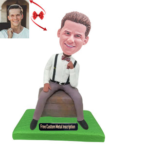 Thinking Gentleman Custom Bobblehead with Free Metal Inscription