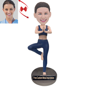 Yoga Instructor Custom Bobblehead with Free Metal Inscription