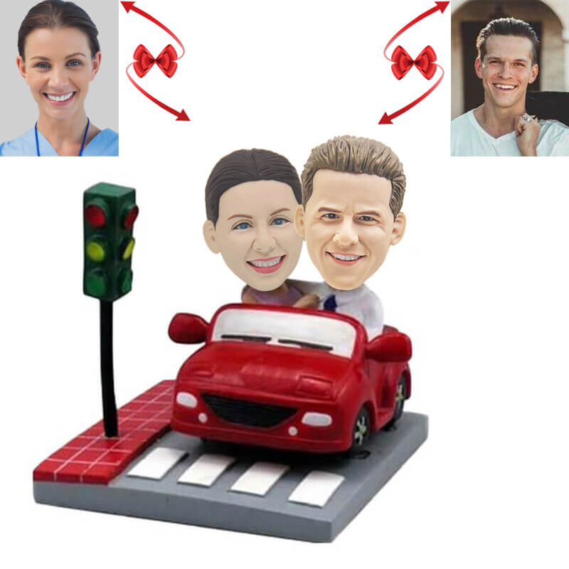 Bobblehead Racing Couple of Sports Cars Custom Bobblehead