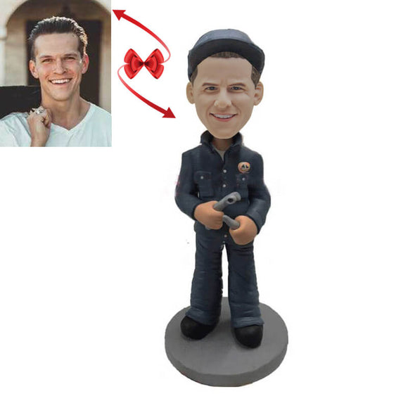 Auto Repairman With Tools Custom Bobblehead