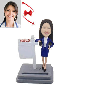 Female Colleagues With Company LOGO Custom Bobbleheads