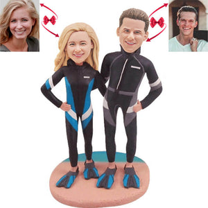 Diving Couple Beach Custom Bobbleheads