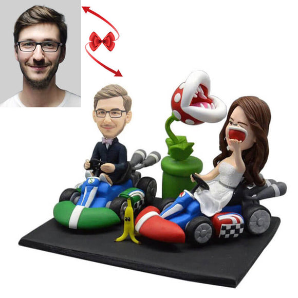Kart Racing Game Wedding Custom Bobbleheads