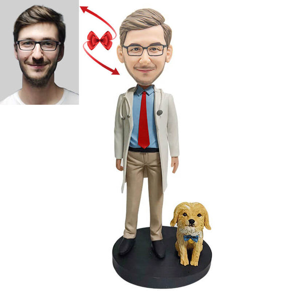 Doctor With Dog Custom Bobblehead