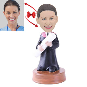 Bachelor Gown Graduation Girl Custom Bobblehead