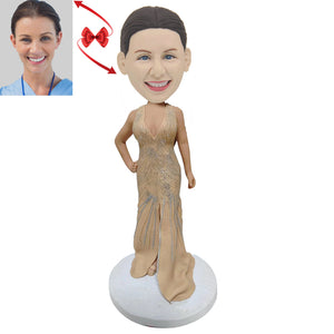 A Woman in a Yellow Dress Custom Bobblehead