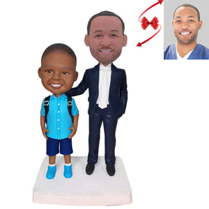 African Father And Son Custom Bobblehead