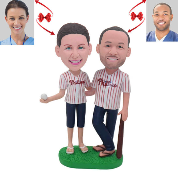 Baseball Couple Custom Bobblehead