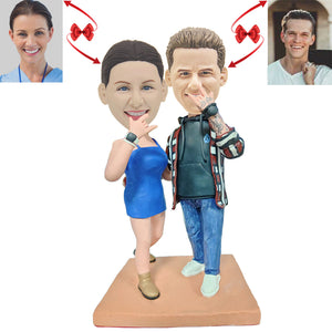 Couples with Victory Gestures Custom Bobblehead
