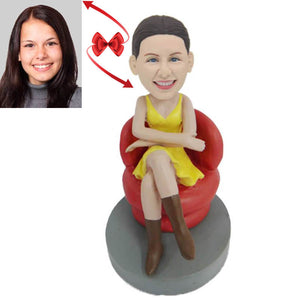 Beautiful Women Sitting Sofa Custom Bobblehead