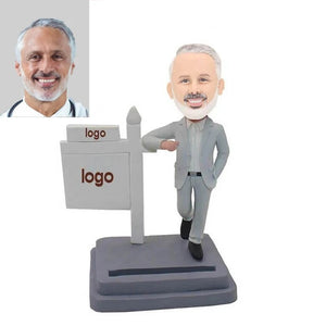 Male Colleagues With Company LOGO Custom Bobbleheads