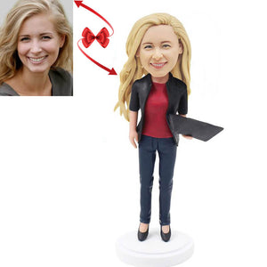  Female Colleagues with Laptop Custom Bobbleheads 