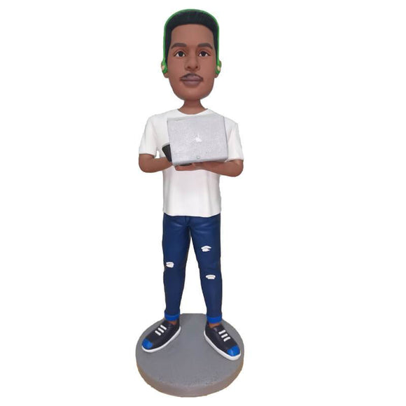 Male Colleagues with Laptop Custom Bobbleheads 
