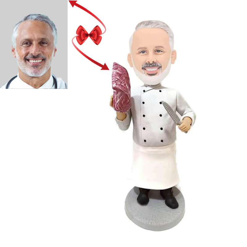 Chef with Steak Custom Bobbleheads