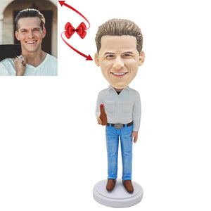 Cowboy With Beer Bottle Custom Bobbleheads