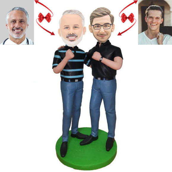 Father and Son Cheer Custom Bobbleheads