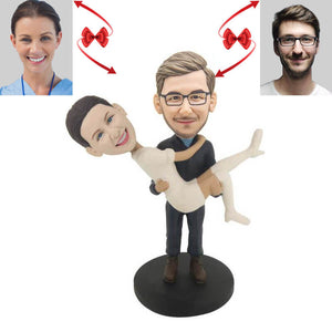 Happy Man Holding Lover Custom Bobblehead