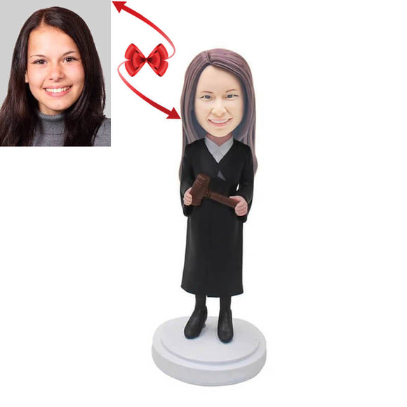 Female Graduates In Red Gown And White Streamers Custom Graduation Bob –  Figure Bobblehead