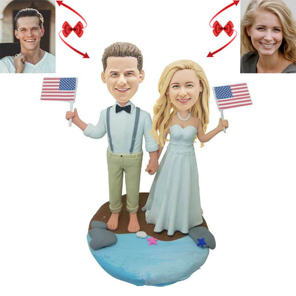 Wedding Couple with National Flag Custom Bobblehead 1