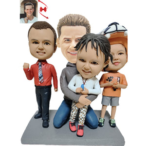 Dad is Carrying Three Children Custom Bobblehead