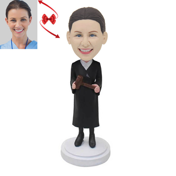 Female Judge With Hammer Custom Bobblehead