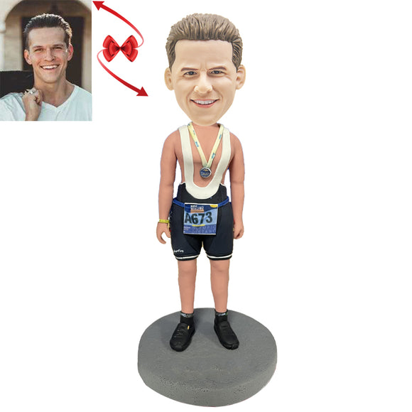 Gold Medal Marathon Runner Custom Bobblehead(The number can be customized)