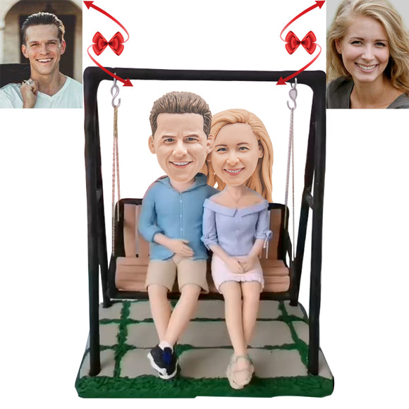 Four People Sitting On The Hanging Chair Custom Bobblehead