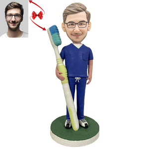 Male Dentist With Toothbrush Custom Bobblehead