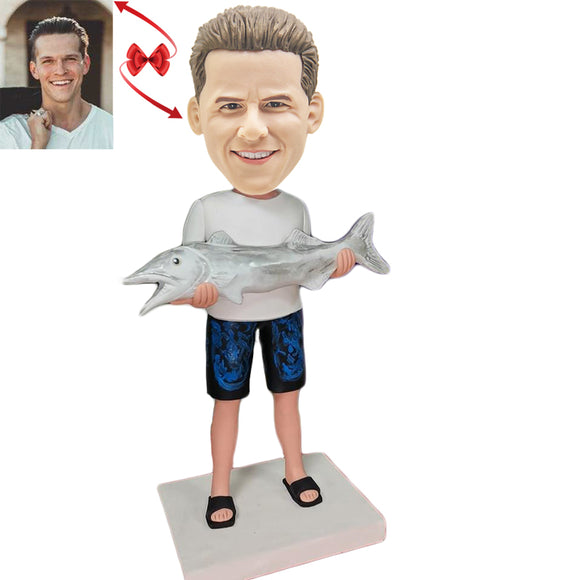 Man Holding Big Fish Custom Bobblehead