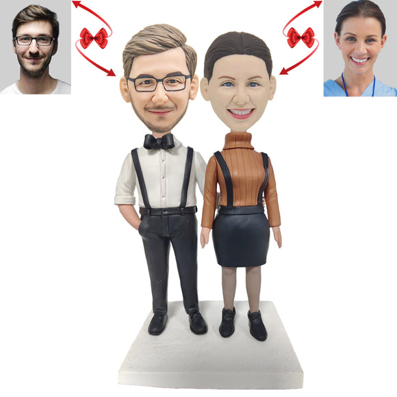 Modern Couple In Formal Wear Custom Bobblehead