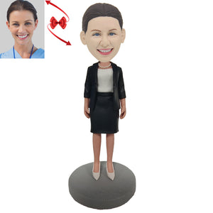 Office Lady Custom Bobblehead With Engraved Text