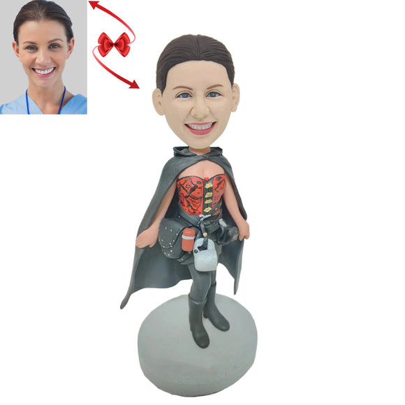 Sexy Girl with Cape Custom Bobblehead