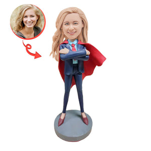 Super Woman in Formal Office Suit Custom Bobblehead