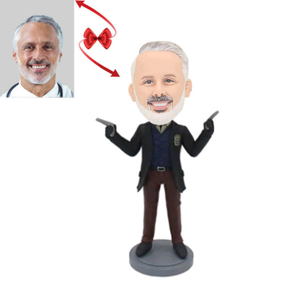 The Man Holding  A Double Gun Custom Bobblehead
