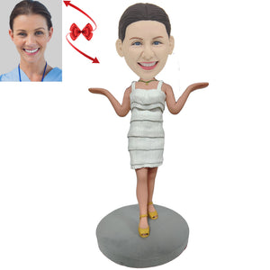 White Skirt Women With Pose Custom Bobblehead